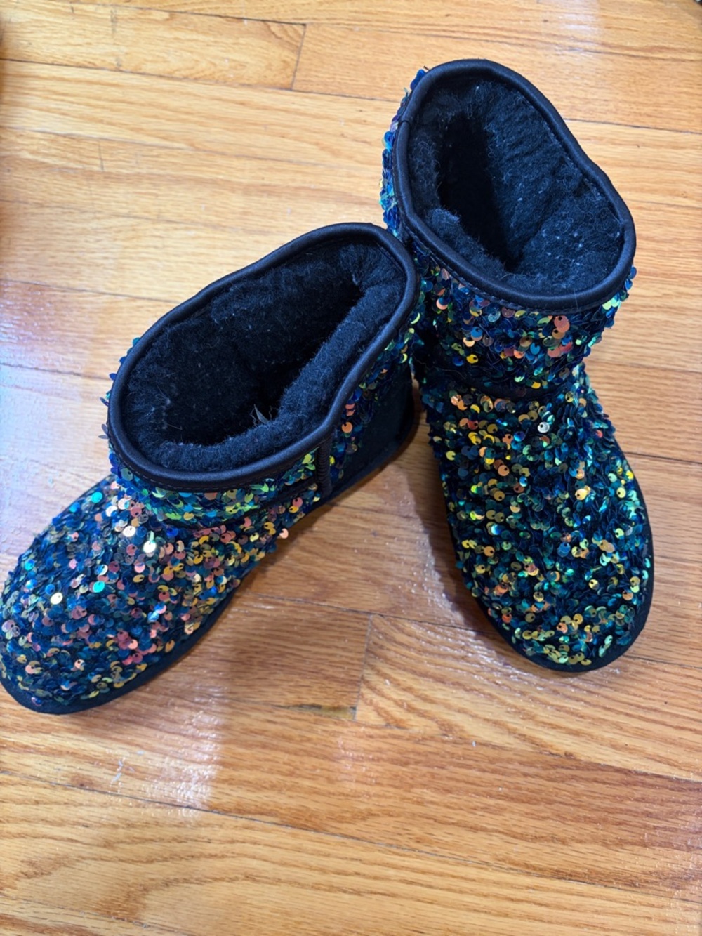 UGG Sequin Booties - Black with Multicolor Sequins